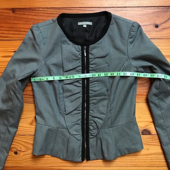NY Collection Gray Black Ruffle Jacket, EUC, S - Picture 7 of 15